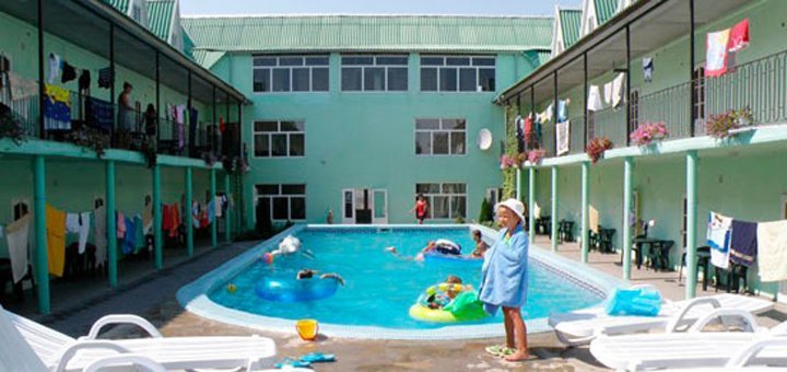 Hotel "Villa Victoria" on the Arbat Spit. Book a room with a discount. Inexpensive vacation at sea.