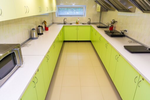 Kitchen at the komilfo hotel in zatoka. book with a discount.