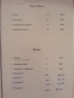 Меню Пан Гарбузан