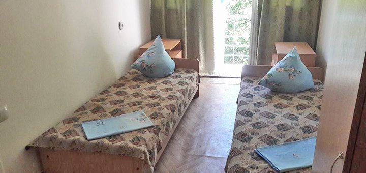 On the beach near the pension "Yubileiny-1" in the Iron Port. Book rooms on the Black Sea at a discount.