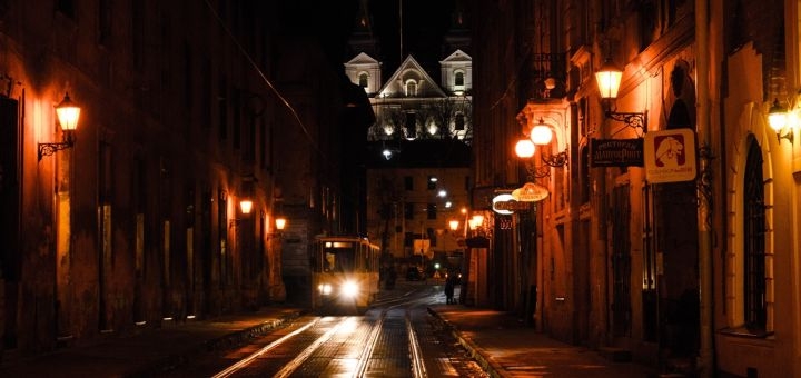 Sightseeing tram in Lviv