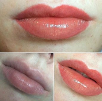 Lip tattoo at the «House of beauty» beauty salon in Kharkov. Sign up for a permanent makeup course at a discount.