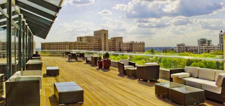 The menu in the restaurant "The Terrace" in Kharkov. Order at a discount